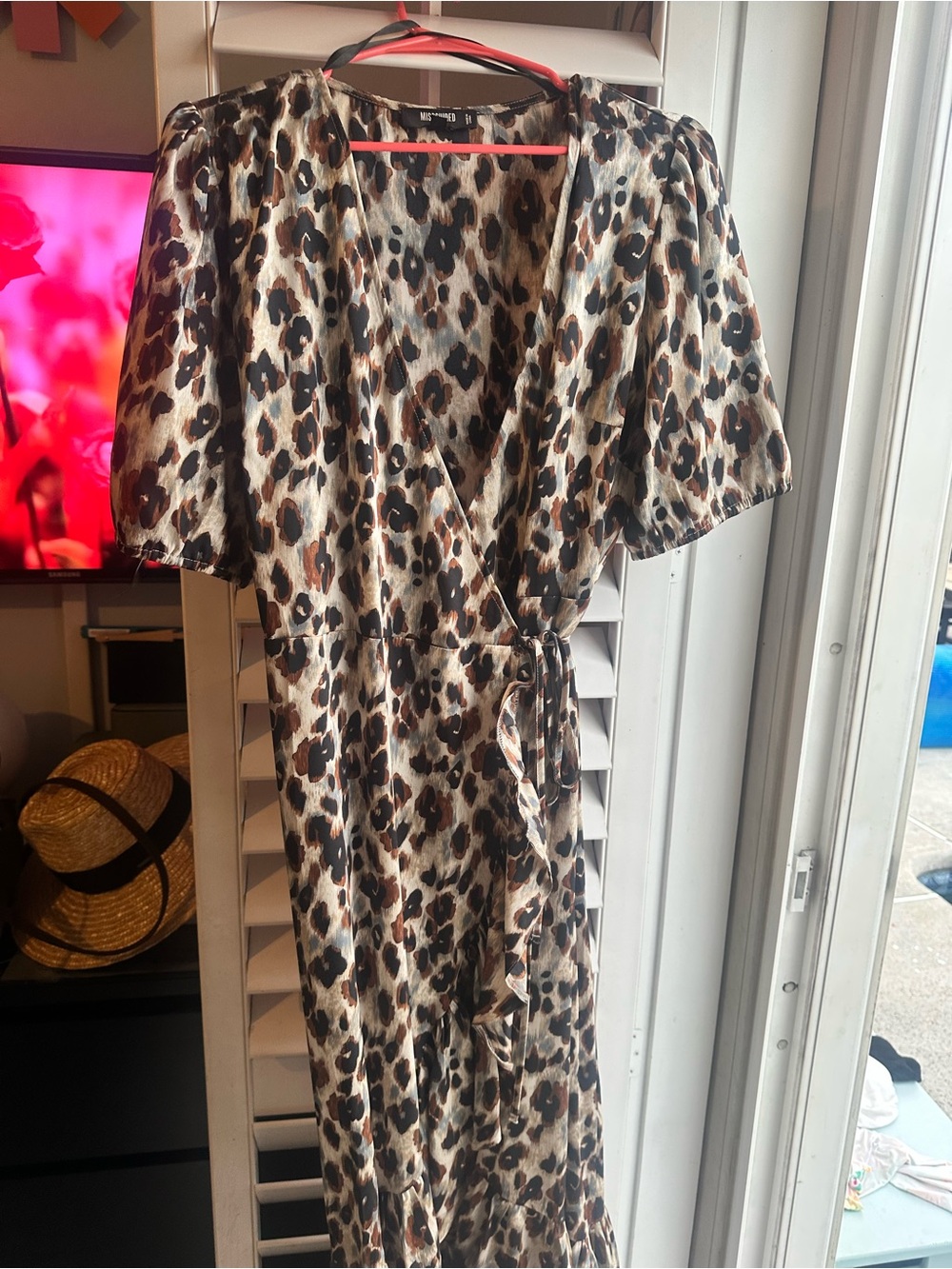 Leopard Print Wrap Dress - Brown & Black